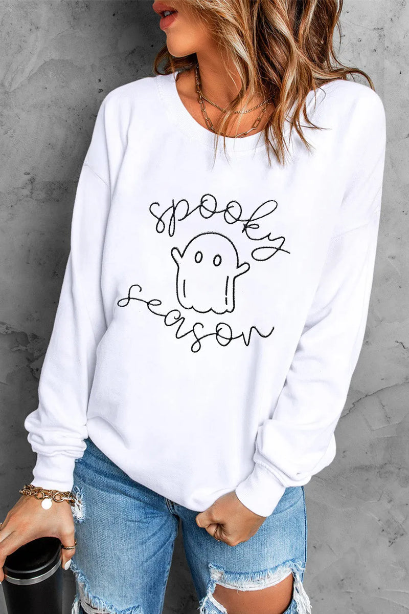 Hazel Blues® |  Ghost Graphic Long Sleeve Dropped Shoulder Sweatshirt