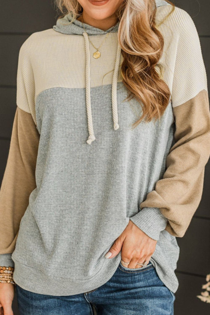 Hazel Blues® |  Drawstring Color Block Long Sleeve Hoodie