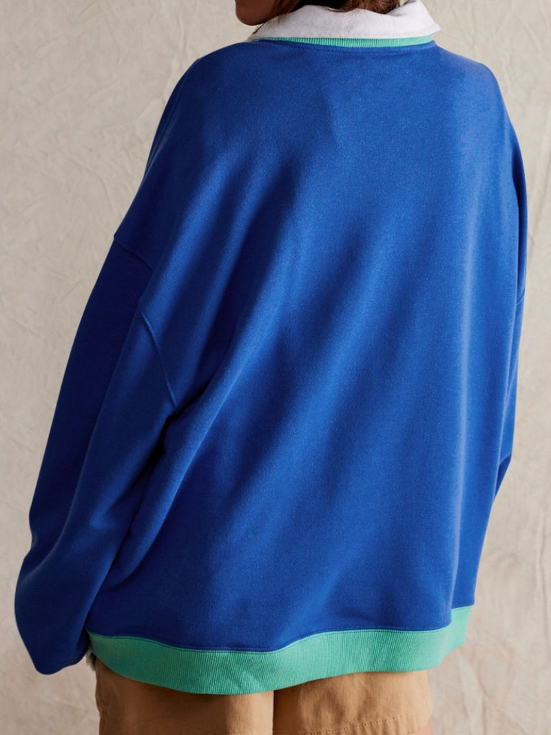 Hazel Blues® |  Contrast Dropped Shoulder Long Sleeve Sweatshirt