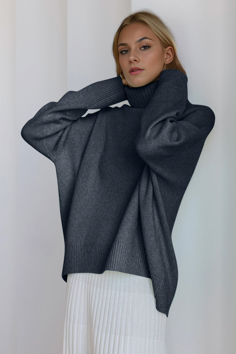 Hazel Blues® |  Basic Bae Turtleneck Dropped Shoulder Long Sleeve Sweater