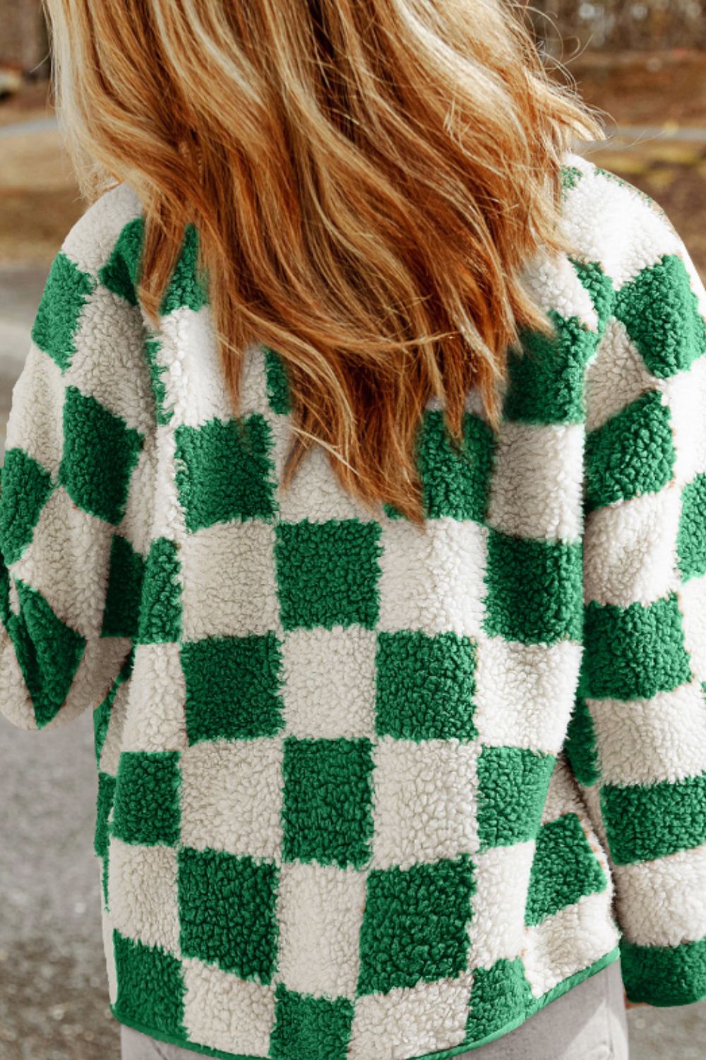 Hazel Blues® |  Checkered Snap Down Long Sleeve Jacket