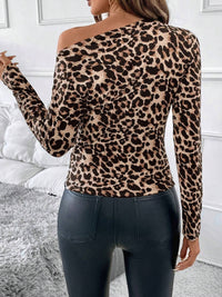 Hazel Blues® |  Leopard One Shoulder Long Sleeve T-Shirt