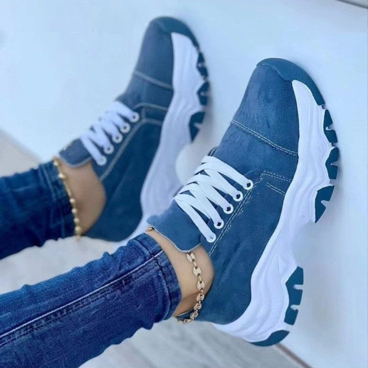 Hazel Blues® |  Lace-Up Round Neck Platform Sneakers