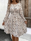 Hazel Blues® |  Printed Round Neck Long Sleeve Dress
