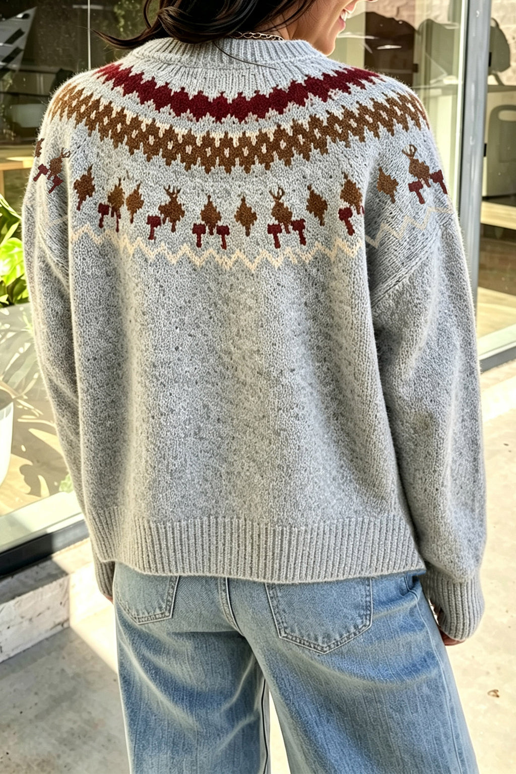 Harper Lou Gray Geometric Winter Sweater