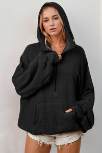 Hazel Blues® |  Double Take Half Zip Long Sleeve Hoodie with Kangaroo Pocket