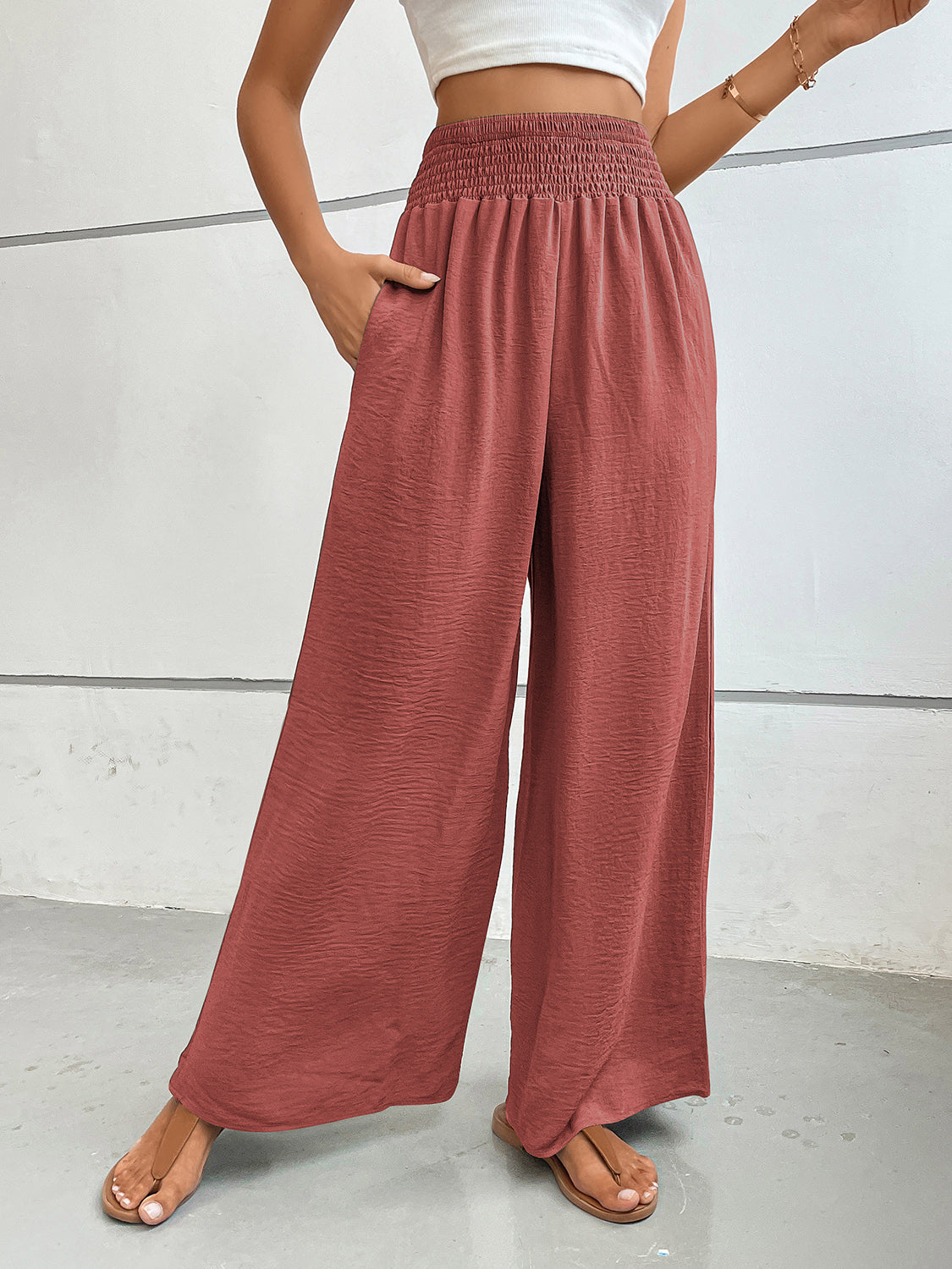 Hazel Blues® |  Perfee Wide Leg Pants with Pockets