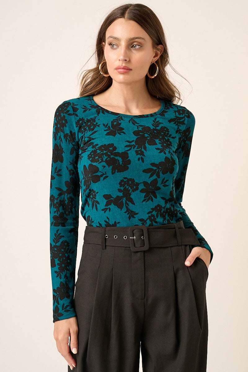 Hazel Blues® |  Mittoshop Flower Print Long Sleeve Knit Top