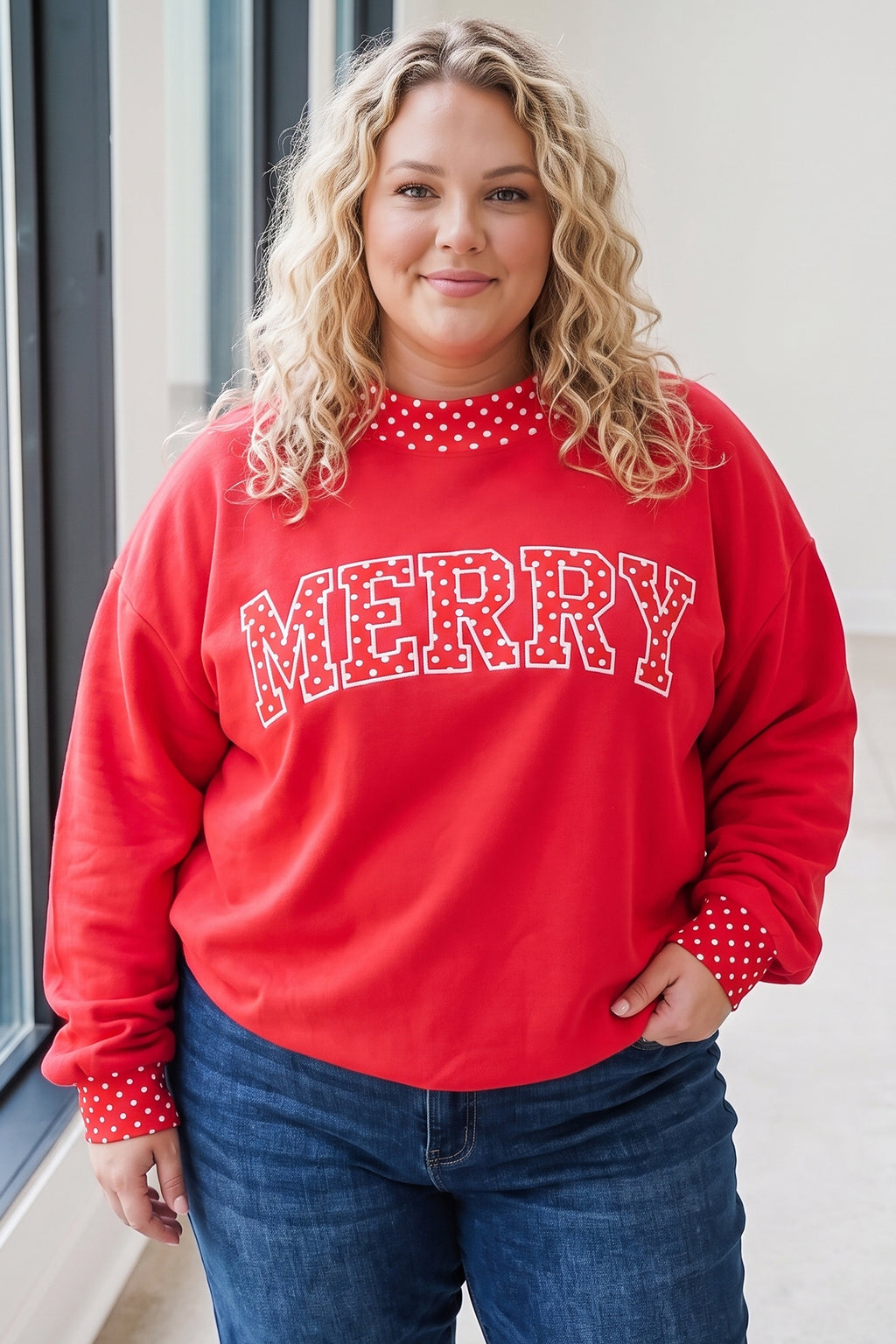 Violet Jane Red Christmas Graphic Sweatshirt
