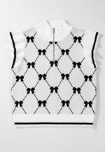 Hazel Blues® |  Bow Half Zip Sweater Vest
