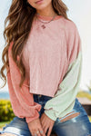 Hazel Blues® |  Color Block Round Neck Long Sleeve Top