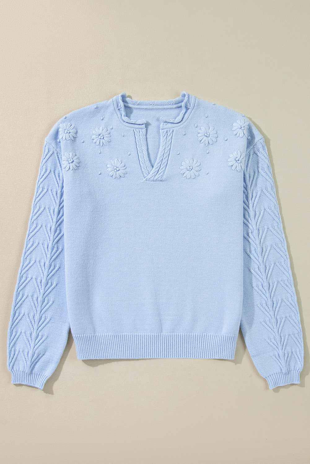 Hazel Blues® |  Daisy Notched Long Sleeve Sweater