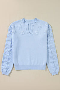 Hazel Blues® |  Daisy Notched Long Sleeve Sweater