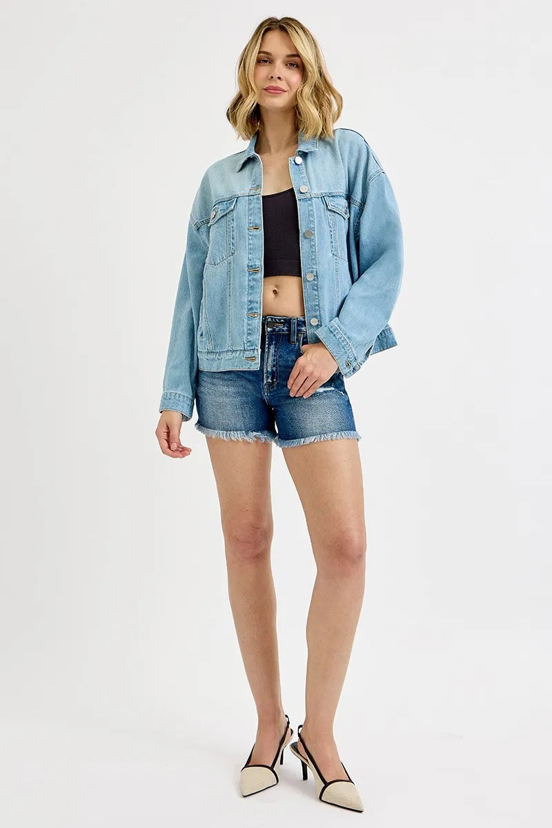 RISEN Washed Dropped Shoulder Denim Jacket – Hazel Blues®