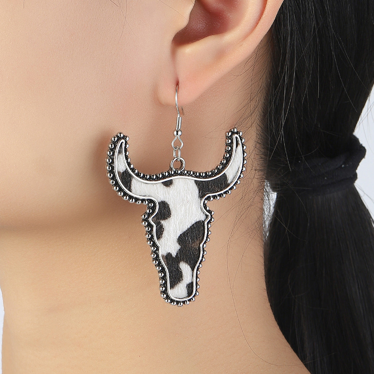 Hazel Blues® |  Alloy Animal Print Cow Head Earrings