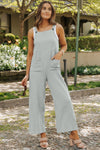 Hazel Blues® |  Gray Textured Wide Leg Overall with Pockets