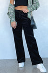 Hazel Blues® |  Black Solid Drawstring Waist Wide Leg Pants