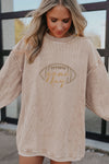 Hazel Blues® |  Apricot Football Game Day Embroidered Corduroy Sweatshirt