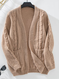 Hazel Blues® |  Cable-Knit Open Front Long Sleeve Cardigan