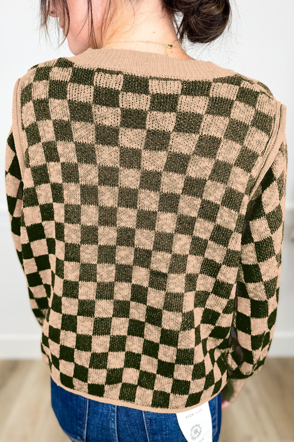 Piper Hope Multicolour Drop Shoulder Plaid Knit Long-Sleeve Sweater