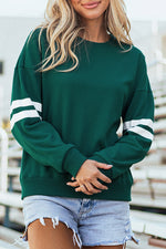 Hazel Blues® |  Evergreen Varsity Striped Detail Drop Shoulder Oversized Sweatshirt