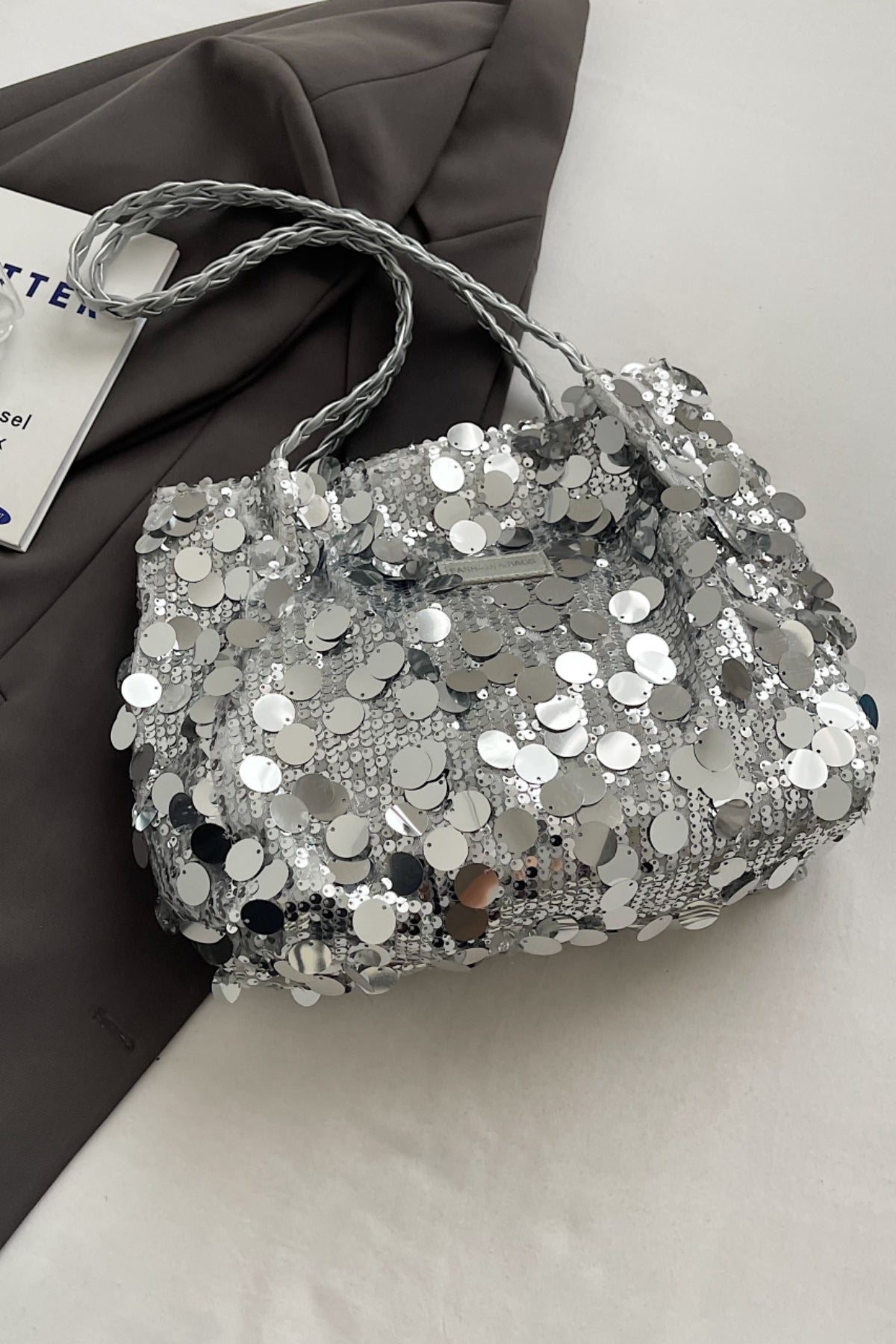 Hazel Blues® |  Sequin Braided Strap Shoulder Bag