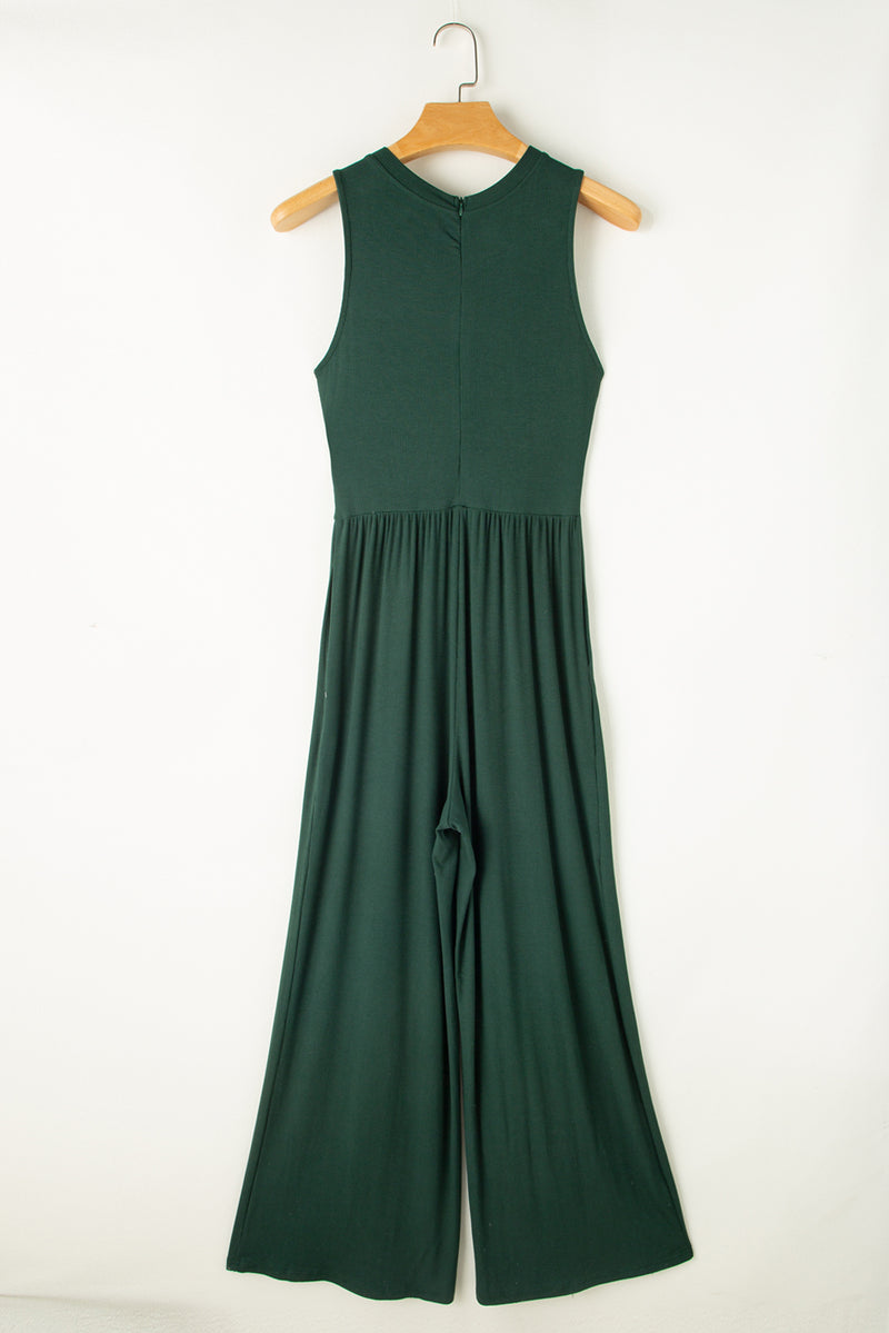 Hazel Blues® |  Round Neck Sleeveless Jumpsuit