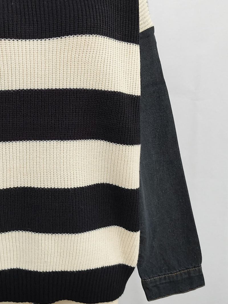 Hazel Blues® |  Contrast Round Neck Long Sleeve Sweater
