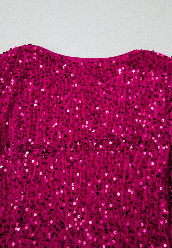 Hazel Blues® |  Sequin Surplice Long Sleeve Mini Dress