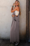 Hazel Blues® |  Philippine Gray Corded Adjustable Straps Wide Leg Loose Overall
