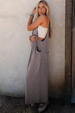 Hazel Blues® |  Philippine Gray Corded Adjustable Straps Wide Leg Loose Overall