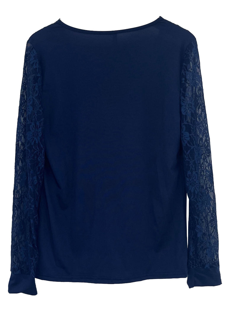 Hazel Blues® |  Lace Detail V-Neck Long Sleeve Blouse