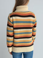 Hazel Blues® |  Contrast Stripes Turtleneck Long Sleeve Sweater