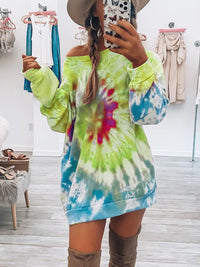 Hazel Blues® |  Tie-Dye Round Neck Long Sleeve Dress