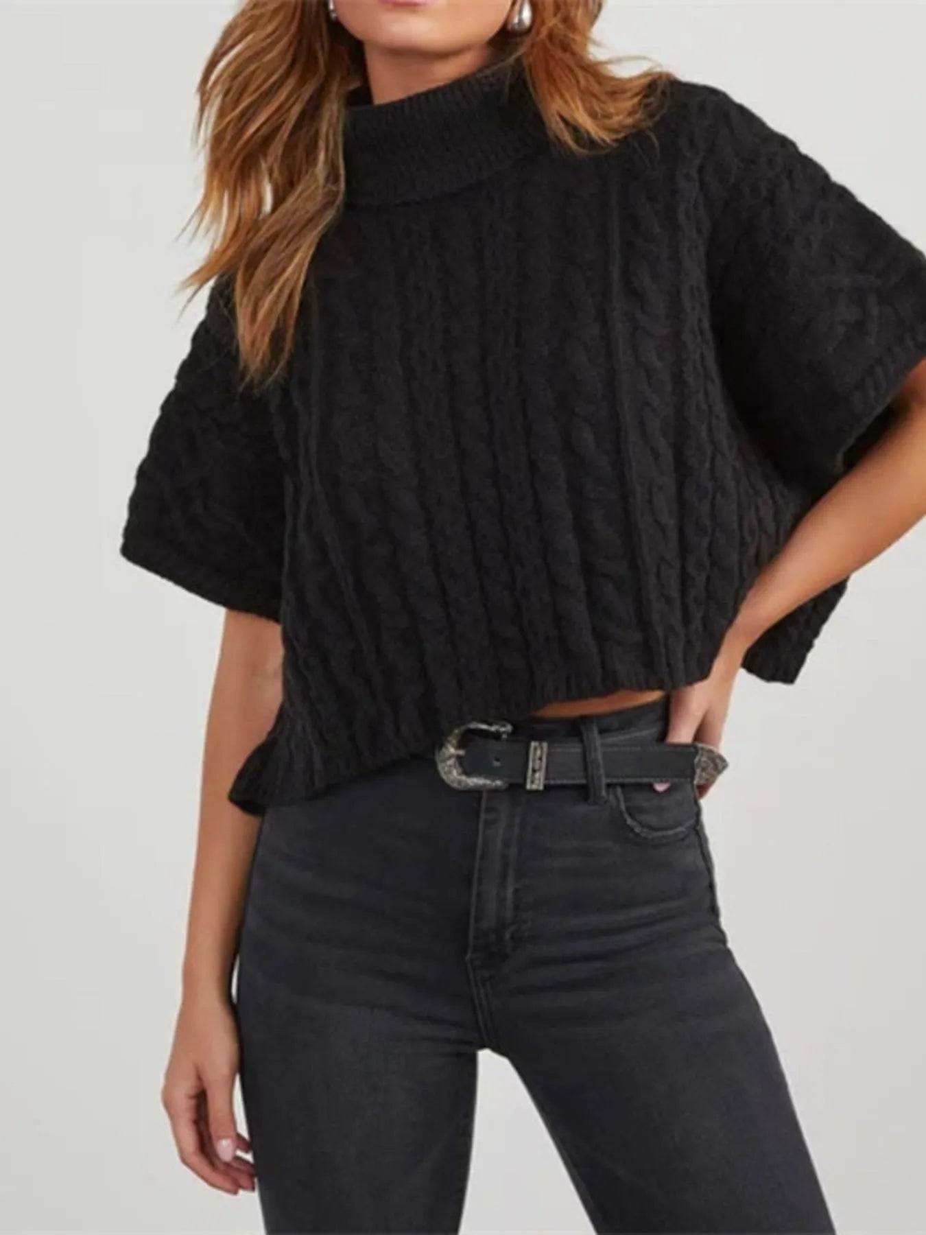 【COSYHARU】Cable knit short sleeve open collar ver COSYHARU (コシハル) -ケーブルニット半袖オープンカラー