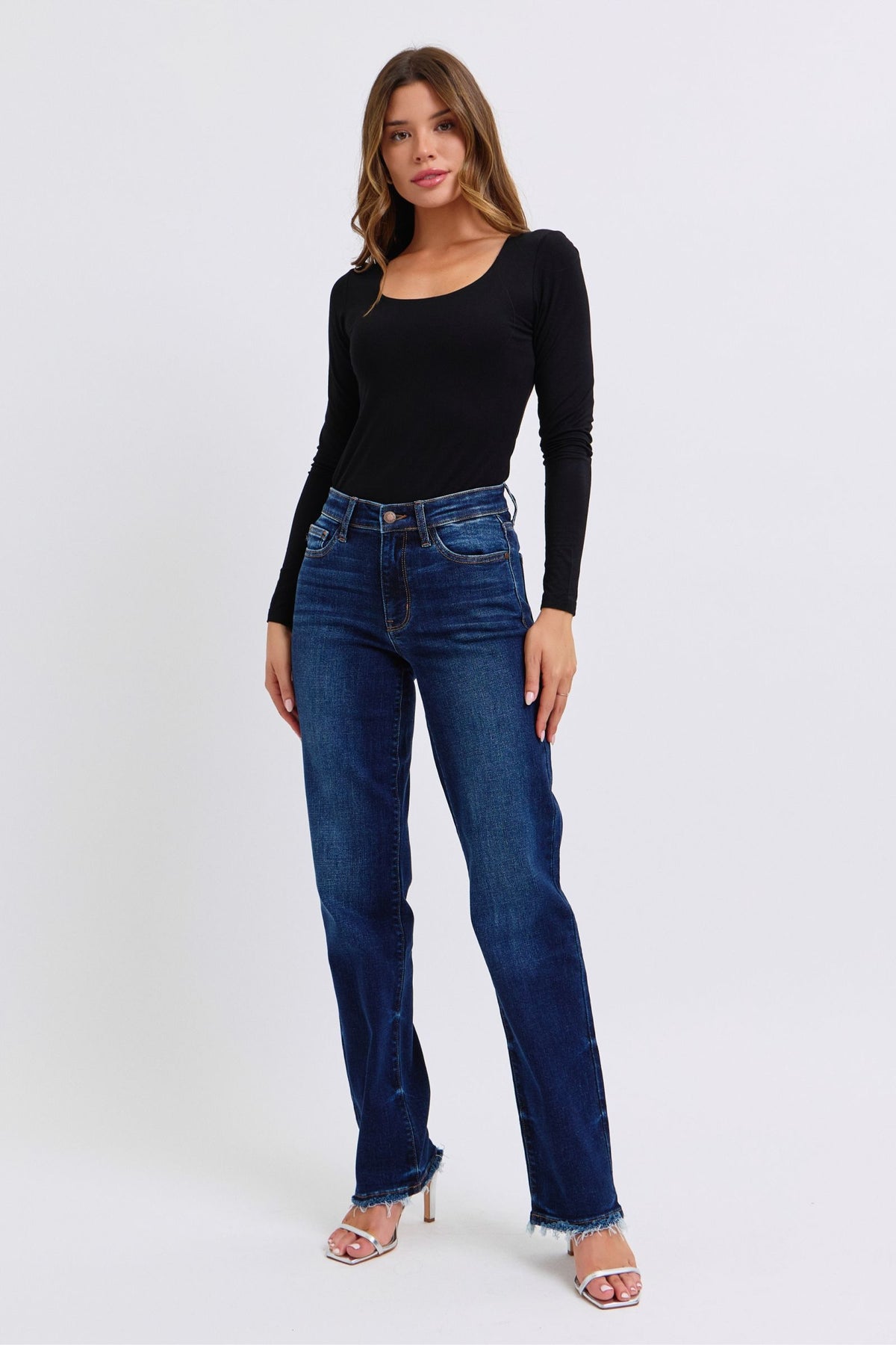 Hazel Blues® |  Judy Blue Raw Hem Straight Leg Jeans