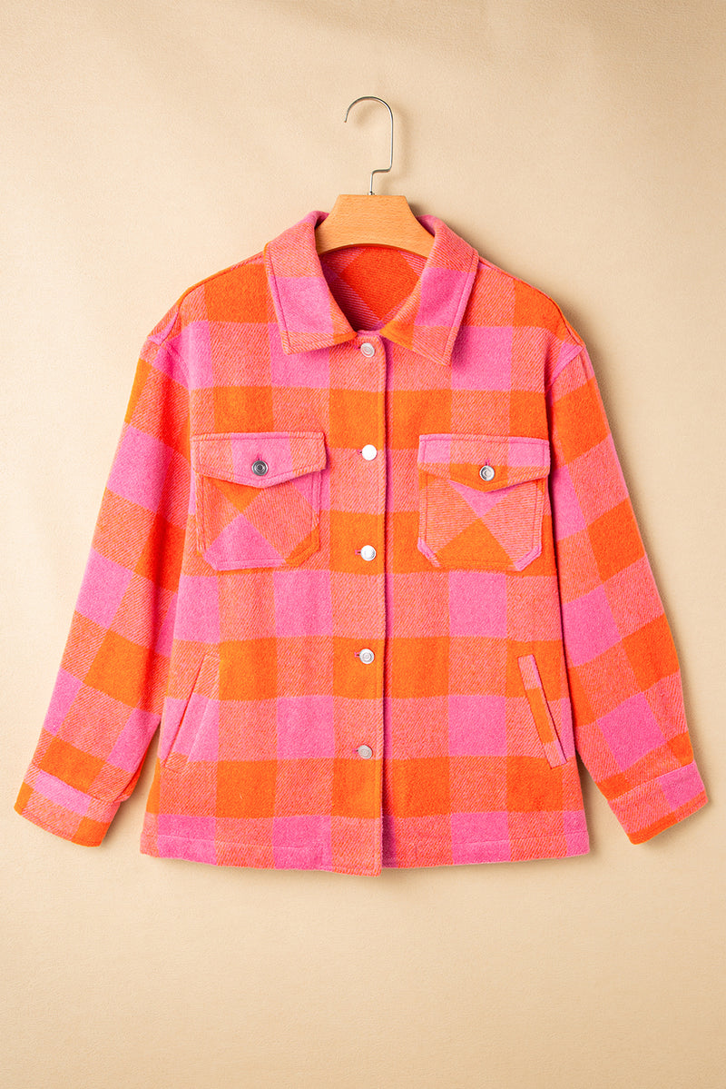 Hazel Blues® |  Plaid Collared Neck Button Up Jacket