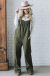 Hazel Blues® |  Jungle Green Solid Pocketed Loose Fit Corduroy Overall