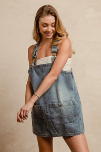 Hazel Blues® |  BiBi Washed Adjustable Strap Denim Overall Dress