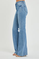 Hazel Blues® |  RISEN High Rise Raw Cut Hem Bootcut Jeans