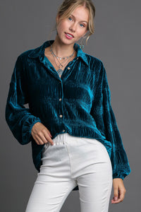 Hazel Blues® |  Umgee Ruched Tiered Button Up Shirt