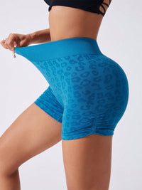 Hazel Blues® |  Ruched Leopard High Waist Active Shorts