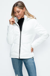 Hazel Blues® |  How Dare U Pocketed Zip Up Puffer Jacket with Removable Hood