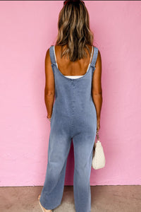 Hazel Blues® |  Wide Strap Denim Overalls with Pockets