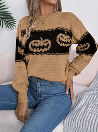 Hazel Blues® |  Pumpkin Round Neck Long Sleeve Sweater