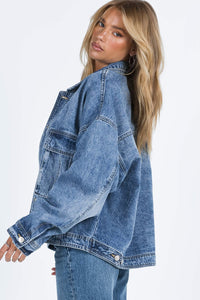 Hazel Blues® |  Collared Neck Button Up Denim Jacket