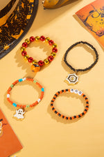 Hazel Blues® |  Orange 4pcs Halloween Ghost Spider Web Beaded Bracelet Set