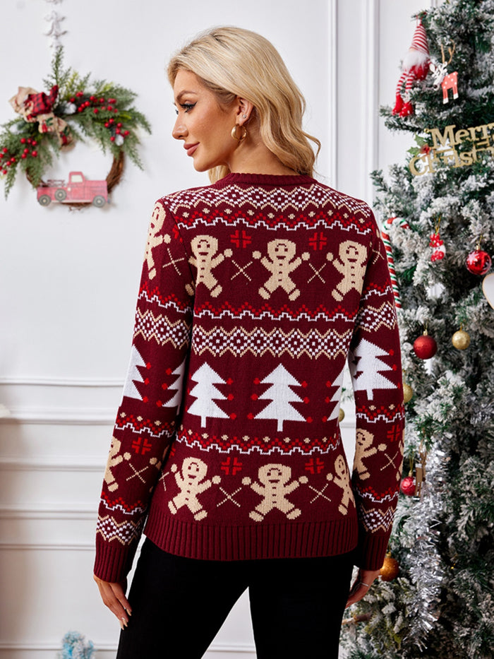 Hazel Blues® |  Gingerbread Round Neck Long Sleeve Sweater