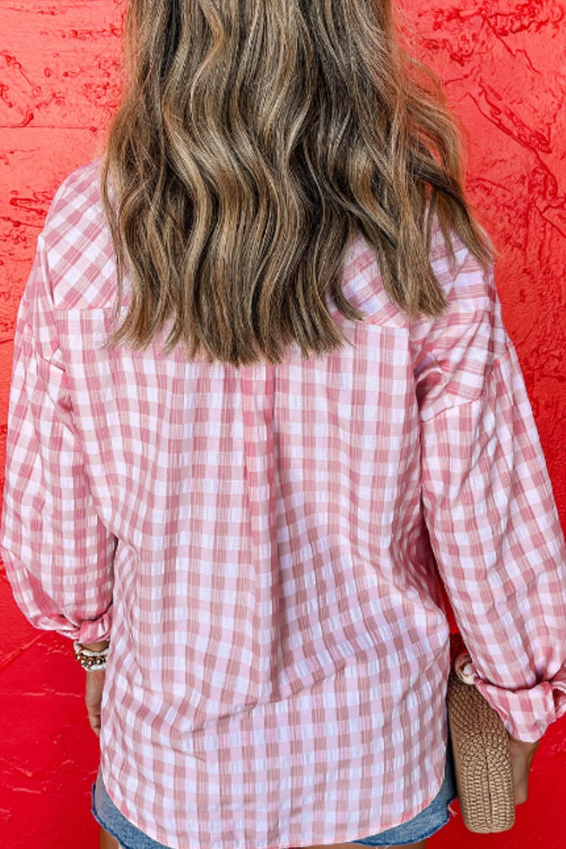 Hazel Blues® |  Plaid Collared Neck Long Sleeve Shirt