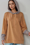 Hazel Blues® |  Drawstring Contrast Long Sleeve Hoodie